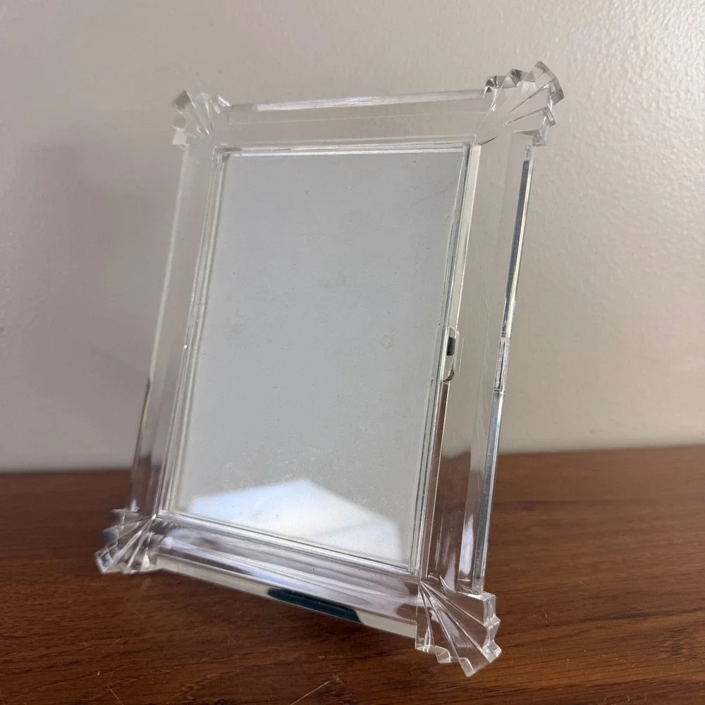 Clear Acrylic Picture Frame Art Deco Fan Corners Hollywood Regency